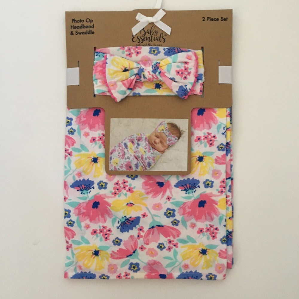 NEW (0-3M) Baby Blanket & Headband Floral | Baby Essentials